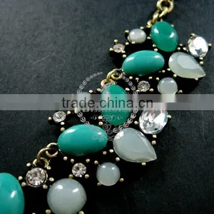 Vintage Bronze Green Stone Cabochon Chunky Choker Women Statement Necklace Fashion Chic Jewelry 2013 6390022 thumbnail-5