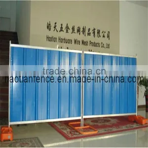 Haotian Blue Color Bond Corrugated Sheet Free Standing Temporary Steel Hoarding Panel Fencing thumbnail-2