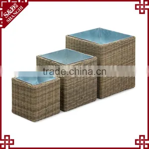 UV-resistant Resin Wicker Square Garden Decor Outdoor Flower Pots thumbnail-2