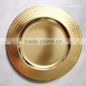 Brass Hammred Gold Charger Plate thumbnail-1