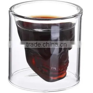 Skull Heat Resistant Glass Coffee Cup Personalized Skull Heads Hand Blown Double Wall Glass Cup thumbnail-1