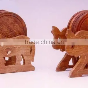 Wooden Tea Coaster , Cup Coaster, Engraved Coaster, Monogram Coaster, Tea Coaster Set, Wine Coaster, Wooden Coaster, Bar Coaster thumbnail-1