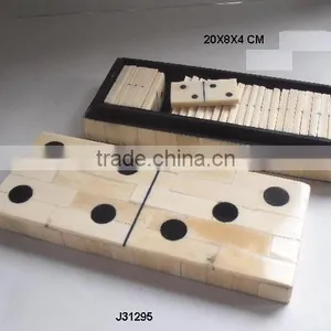 Domino Made in a Bone in Natural Polish Finish and Black Resin thumbnail-1