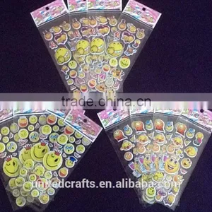 EMOJI SMILEY FACE Childrens Puffy PVC Stickers 12 Packs 3 Different 4 Of Each thumbnail-1