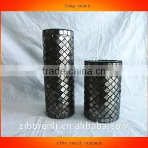 Cylinder Shape Brown Mosaic Long Vases thumbnail-1