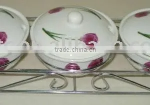 Ceramic Salt Jar With Stainless Steel Stand thumbnail-2