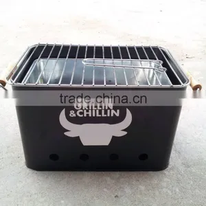 Rectangle Garden BBQ Bucket Portable Charcoal Grill Metal Barbecue Set thumbnail-1