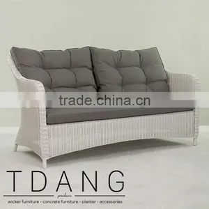 Flourish Hand-made Wicker Sofa - Contemporary White Rattan Furniture Garden Bench. thumbnail-1