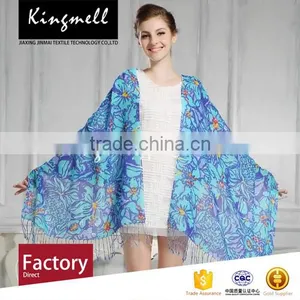 Custom New Design Fashionable Digital Print Silk & Cashmere Shawl thumbnail-1