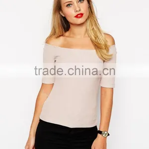 Latest Arrival Off Shoulder Top in Rib With Boat Neckline thumbnail-1