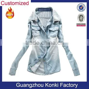 Custom Long Sleeve Wholesale Jeans Shirts thumbnail-1