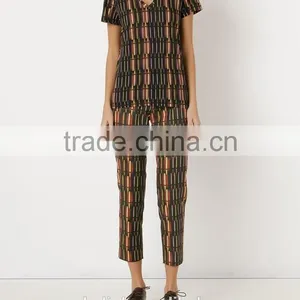 Nice Design Mid-rise Printed Straight Fashion Trousers for Women thumbnail-1