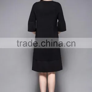 Half Flare Sleeve Drape Patchwork Loose Fishtail Women Dress thumbnail-5
