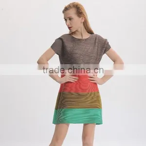 Ladies Multi Rainbow Color Wrinkle Loose New Model Dress thumbnail-1
