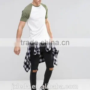 Wholesale Men Contrast Raglan Short Sleeves Muscle Tight Fit T-shirt thumbnail-4