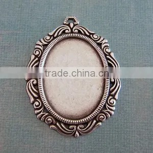 Fancy Silver Rectangle Frame Gemstone Setting Rectangle Bezel Charm thumbnail-5