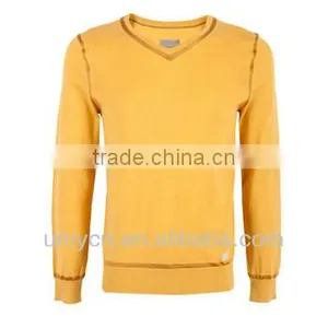 2014 Men's Ribbed Knitted Color-block V Neck Pullover Sweater thumbnail-1