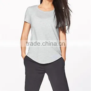 Blank Ladies Curved Hem 100% Brushed Cotton Lycra T-shirt thumbnail-1