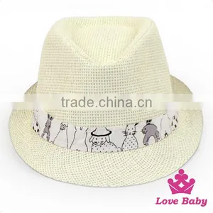 Whole Handmade Little Gentlmen Unisex Kid Round Hat Cartoon Weaving Cap For Baby thumbnail-1