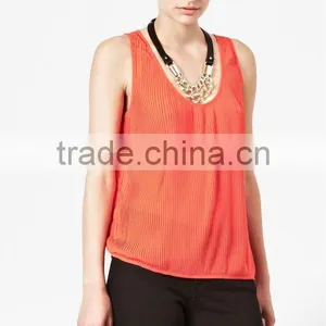 Chiffon Pleated Crepe Vest Top thumbnail-1