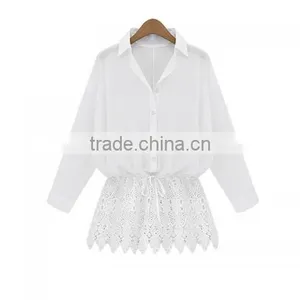 Last New Design Hollow Polyester Patchwork Solid White Women's Cardigan thumbnail-3