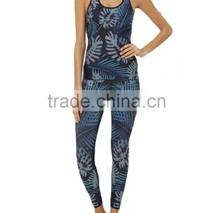 Wholsale OEM Casual Women Sports Tank Top Gym Jogging Wear Printed Yoga Wear Set thumbnail-3