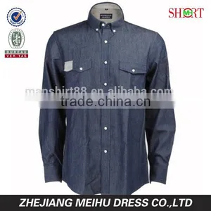 Latest Fashion Denim Shirt Design for Man Corduroy Contrast Mens Casual Warm Shirt thumbnail-1