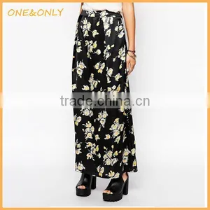 Women Floral Print Long Skirt Chiffon thumbnail-1