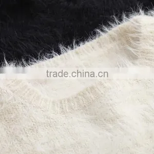 Lady Custom Plain Soft Fuzzy Mohair Fitted Sweater Pullover With High Quality thumbnail-5