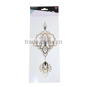Paper Removable Waterproof Temporary Sternum Tattoo Sticker Body Art Golden Flower Pattern Temporary Tattoo Transfer Paper thumbnail-1