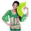 Turkey Feather Belly Dancing Fans In Green Color For Lady Dancers 42 X 26cm thumbnail-1