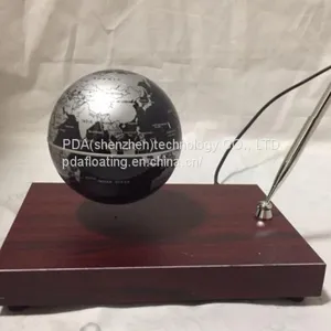 Rectangle Red Wooden Base Floating Globe With a Pen thumbnail-3