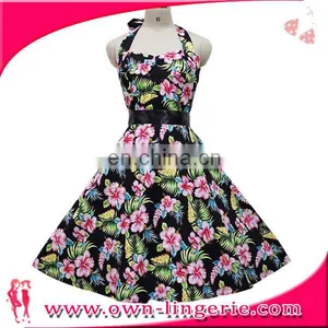 50s Vintage Dress Old Fashion Style Floral Design Womens Retro Rockabilly Dress thumbnail-4