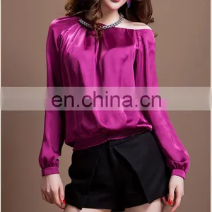 2014 New Arrival Fashion New Design Fashion Women Long Sleeve Silk Blouse thumbnail-1