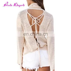 Newest 2017 Solid Color Trumpt Sleeve Loose Stylish Women Blouse Tops thumbnail-5