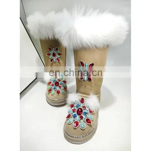 Aidocrystal Winter Half Boots Sparkle Diamond Fur Upper Fashion Bling Bling Snow Boots Ladies thumbnail-1