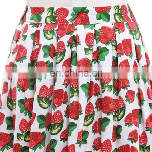 19 Colors ! Grace Karin Colorful Cheap Occident Short Retro Vintage Cotton 50s Drawberry Print Skirt CL6294-17# thumbnail-2