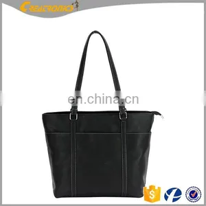 Lady Black Tote Bags With Custom Printed Logo Women's Handbags Leather Custom Tote Bag Cross Felt Leather Laptop Bag thumbnail-1