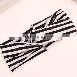 Wholesale Elastic Headwear Turban Headband Wrap With Strip Design Hair Band for Kid thumbnail-1