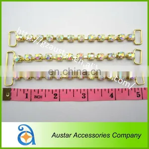 Wholesale Single Row Gold Crystal ab Rhinestone Bikini Connector thumbnail-1