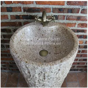 G682 Granite Pedestal Sinks,Yellow Granite Wash Basins, Nature Stone Bathroom Sinks thumbnail-2