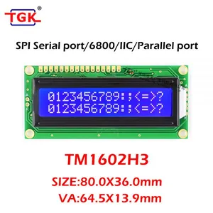 16X2 Lcd Display SPI IIC I2C Serial Port 6800 Timing 1602 Lcd Modules TM1602H3 80X36mm Black Screen Dust-free Process 16X2 LCD Screen thumbnail-1