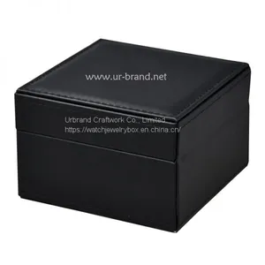 Black Luxury Leather Watch Strap Gift Packaging Box Watch Box With Custom Logo thumbnail-2