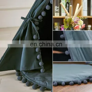 Pet Teepee House Indian Tents Wood Canvas Teepee Fold Away Pet Tent Furniture Cat Bed thumbnail-4