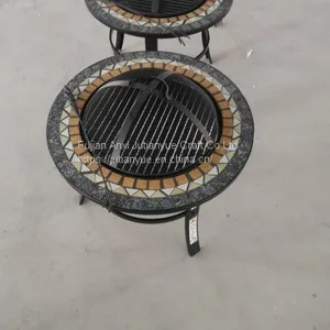 Outdoor Metal Brazier Square Table Firepit Garden Patio Heater/BBQ/Ice Pit With Waterproof Cover (Fire Pit & Grill) thumbnail-2