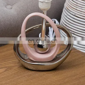 Japan Unique Ceramic Desk Lamp Hotel Bedside Cheap Custom Nordic Pink Nightstand Lamp With Logo thumbnail-4