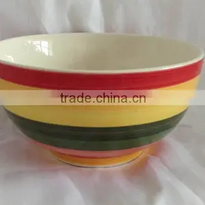 Rainbow Color Band Stoneware Handpainted Dinner Plate thumbnail-4