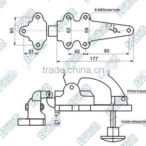 09117 Refrigerator Latch Refrigeration Handware Offset Doors Mount Latch thumbnail-3