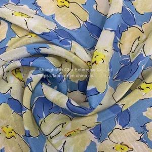 Garment Fabric Woven Dobby Printed Crepon Rayon Printed Crepe Fabric Factories Dresses thumbnail-1