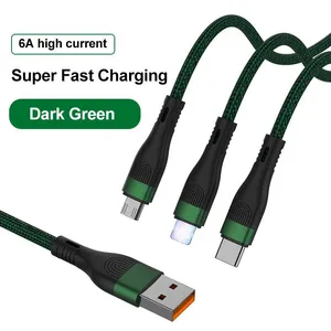 1.2m 6A Fast Charging USB 6a and 66W is Fully Compatible With Fast Charging Type-c Three-in-one Charging Cable thumbnail-1